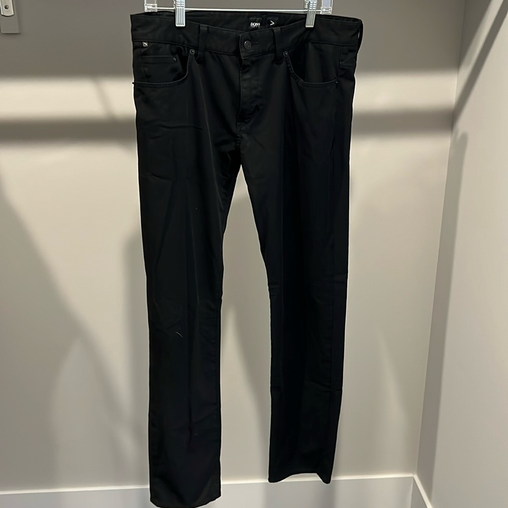 Black Hugo BOSS performance material dress pants